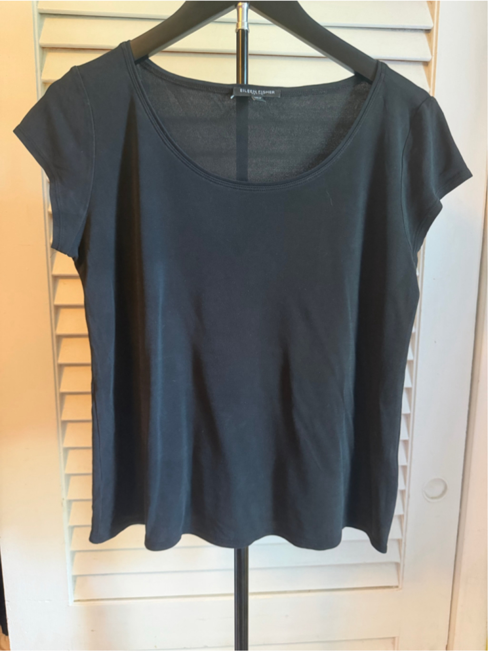 Eileen Fisher Petite MP Black Short Sleeve Tee